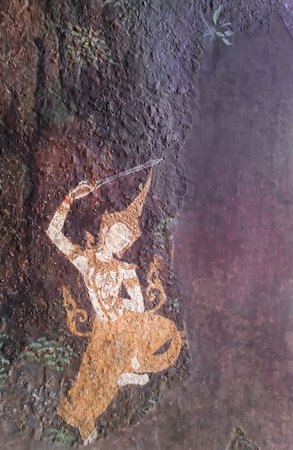 BANGKOK, THAILAND - JANUARY 2:  Thai style painting art , tales of the lord Buddha's former births  at Wat Nairong on January 2, 2017 in Bangkok,Thailand.のeditorial素材