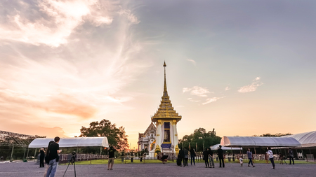 NAKHON PATHOM, THAILAND - OCTOBER    21 : Replica of Royal Crematorium for His Majesty King Bhumibol Adulyadej at Buddhist park in Phutthamonthon district, Nakhon Pathom , Thailand on October 21, 2017のeditorial素材