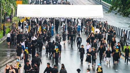 BANGKOK, THAILAND - OCTOBER 26: People walked across Phra Pinklao bridge to visit  The Royal...