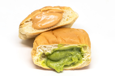 Thai egg custard bread  on white background