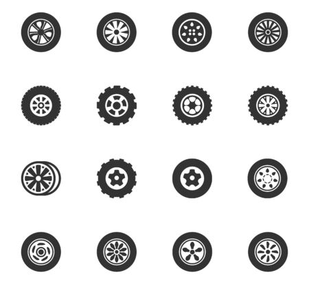 Wheels and Rims icons set and symbols for web user interfaceのイラスト素材
