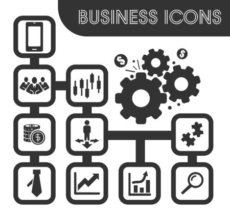 Set of business icons and symbols for web user interfaceのイラスト素材