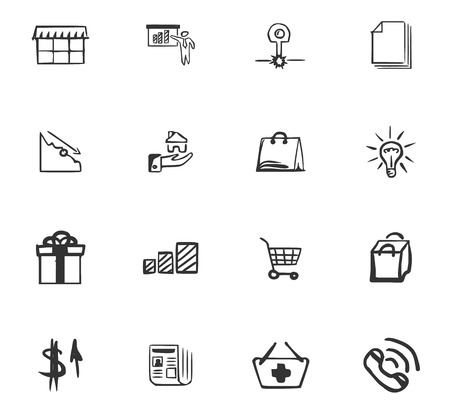 Doodle Business icons set for website design.のイラスト素材