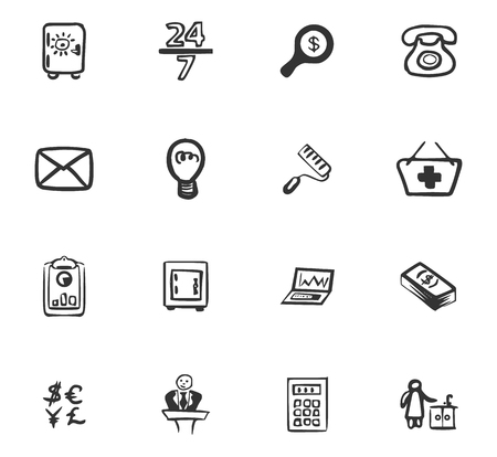 Doodle Business icons set for website design.のイラスト素材