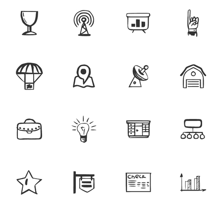 Doodle Business icons set for website designのイラスト素材