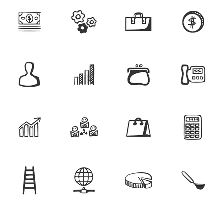 Doodle Business icons set for website designのイラスト素材