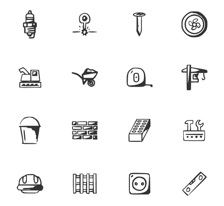 Doodle Construction and repair icons set for web designのイラスト素材