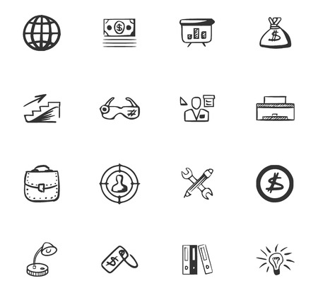 Doodle Business icons set for website designのイラスト素材