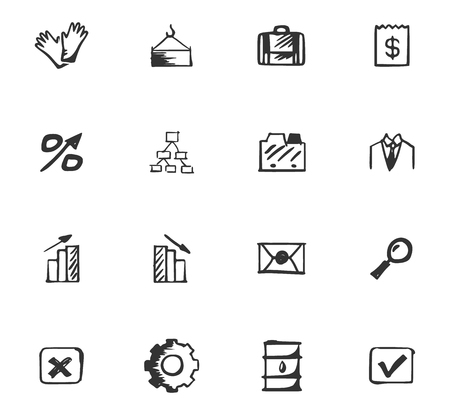 Doodle Business icons set vector illustrationのイラスト素材