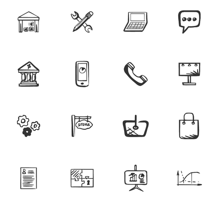 Doodle Business icons set vector illustrationのイラスト素材