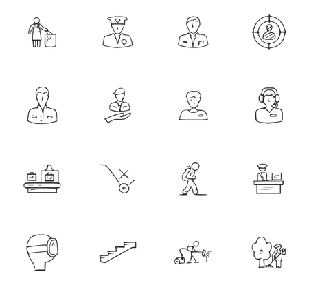 Doodle Travel icons set for website designのイラスト素材