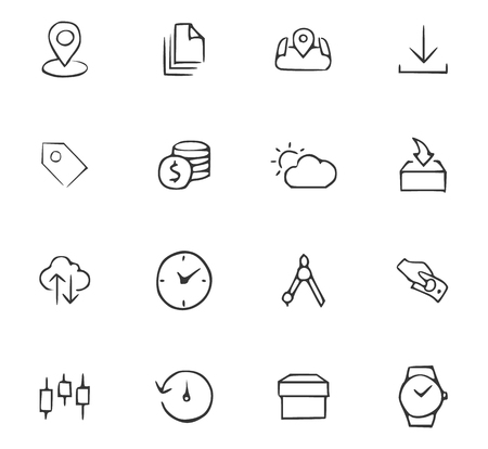 Doodle Office icons set for website designのイラスト素材