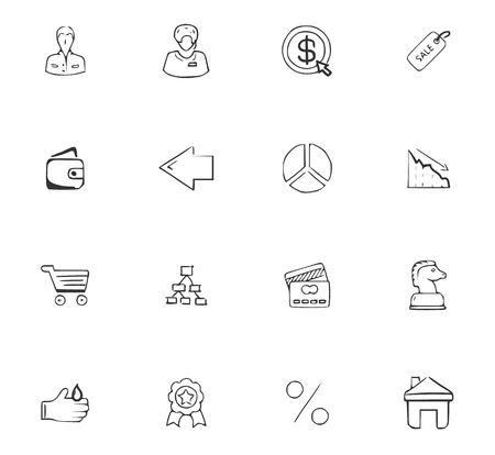 Doodle Business icons set for website designのイラスト素材