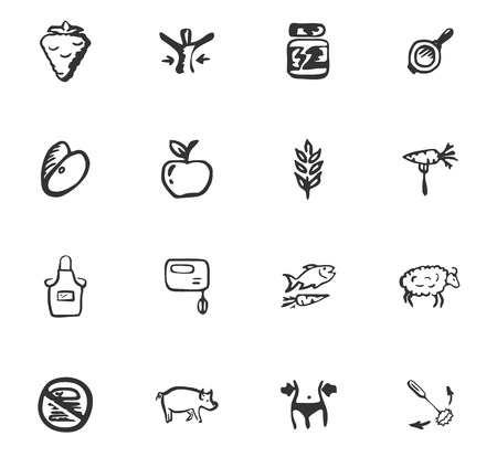 Doodle Fitness icons set for website design.のイラスト素材