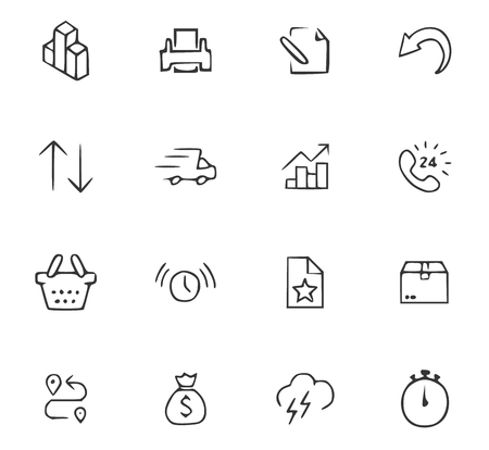 Doodle Office icons set for website designのイラスト素材