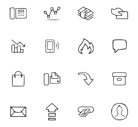 Doodle Office icons set for website designのイラスト素材