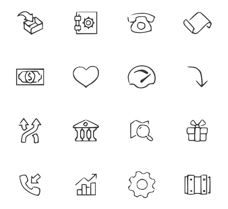 Doodle Office icons set for website designのイラスト素材