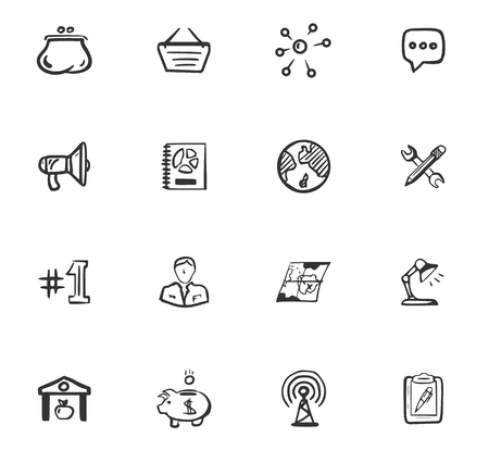 Doodle Business icons set for website designのイラスト素材