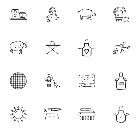 Doodle Household services icons set for website designのイラスト素材