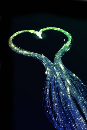 Heart shaped fiber optic light cables.の写真素材