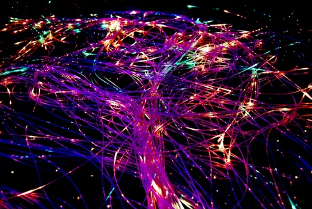 This photograph taken in a light sensory room designed to relax and entertain children and adults with learning difficulties and disabilities.の写真素材