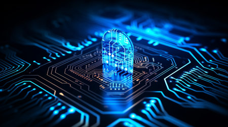 Futuristic digital circuit board background. Technology concept. 3D Renderingの素材
