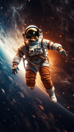 Astronaut in outer space. This is a 3d render illustrationの素材