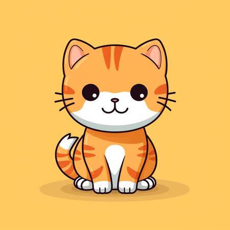 Cute cat character. Cute cartoon animal. Vector illustration.の素材