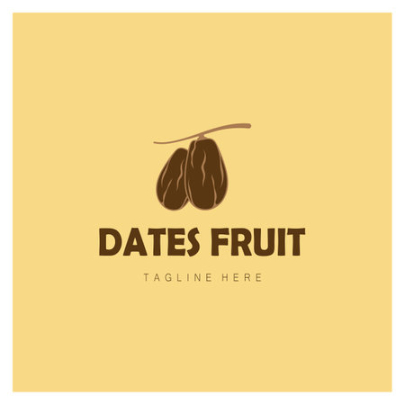 Date palm fruit plant logo design with leaves,seeds and date palm tree isolated background exotic organic plant.のイラスト素材