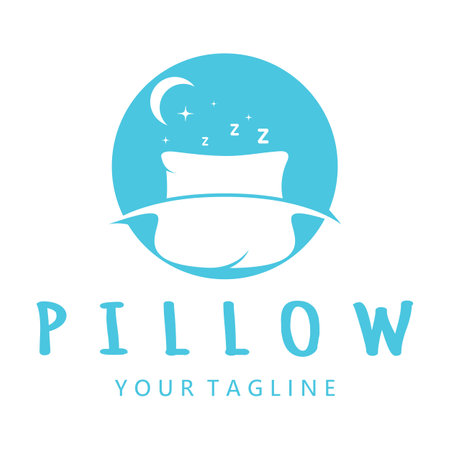 Creative logo designs for pillows, blankets, bed sheets and beds, sleep, zzz, clock, moon and stars.のイラスト素材