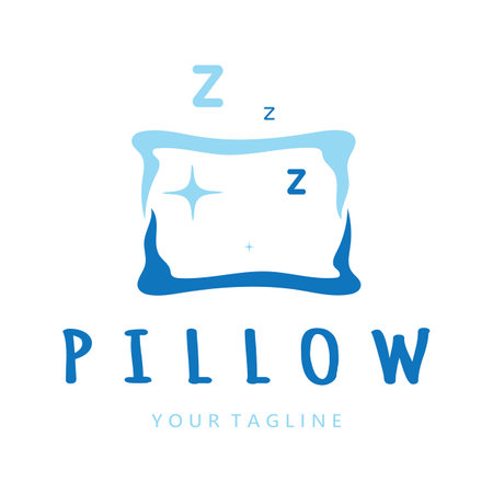 Creative logo designs for pillows, blankets, bed sheets and beds, sleep, zzz, clock, moon and stars.のイラスト素材