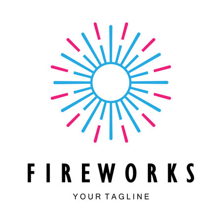 Fireworks logo design with creative colorful sparks in modern style.logo for business,brand,celebration,fireworks,firecrackersのイラスト素材