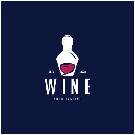 Wine logo with wine glasses and bottles.for night clubs,bars,cafe and wine shops.のイラスト素材
