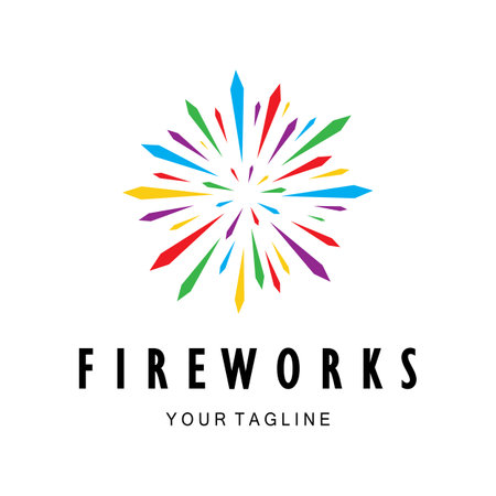 Fireworks logo design with creative colorful sparks in modern style.logo for business,brand,celebration,fireworks,firecrackersのイラスト素材