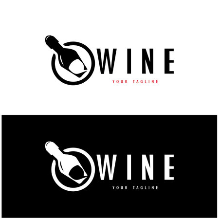 Wine logo with wine glasses and bottles.for night clubs,bars,cafe and wine shops.のイラスト素材