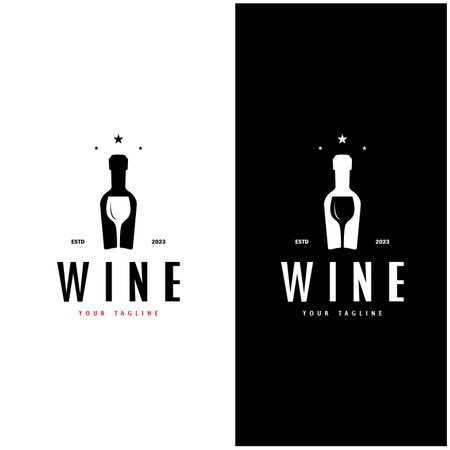 Wine logo with wine glasses and bottles.for night clubs,bars,cafe and wine shops.のイラスト素材