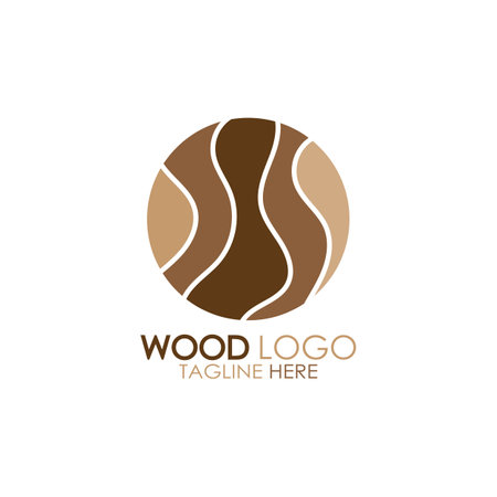 wood logo template icon illustration design vector, used for wood factories, wood plantations, log processing, wood furniture, wood warehouses with a modern minimalist conceptのイラスト素材