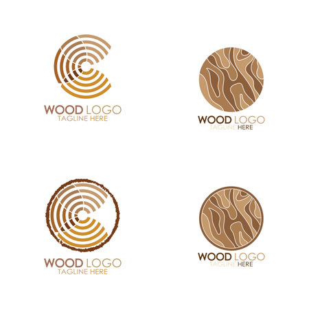 wood logo template icon illustration design vector, used for wood factories, wood plantations, log processing, wood furniture, wood warehouses with a modern minimalist conceptのイラスト素材