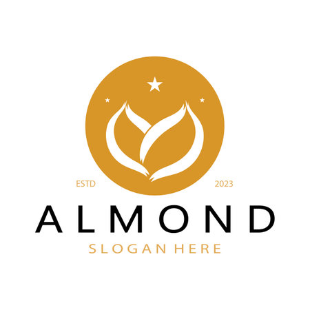 simple almond logo,for business,badge,trademark,almond oil,almond farm,almond shop,vectorのイラスト素材
