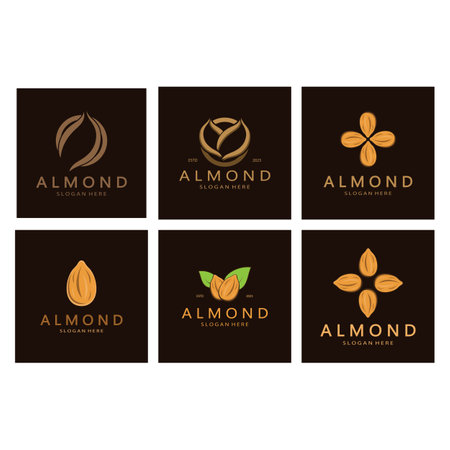 simple almond logo,for business,badge,trademark,almond oil,almond farm,almond shop,vectorのイラスト素材
