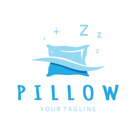 Creative logo designs for pillows, blankets, bed sheets and beds, sleep, zzz, clock, moon and stars.のイラスト素材