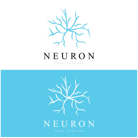 Neuron logo or nerve cell logo design,molecule logo illustration template icon with vector conceptのイラスト素材