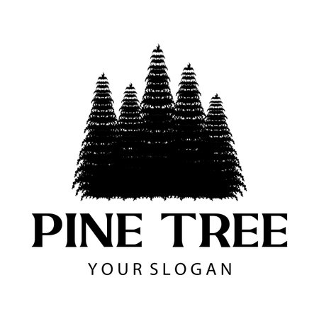 simple pine or fir tree logo,evergreen.for pine forest,adventurers,camping,nature,badges and business.vectorのイラスト素材