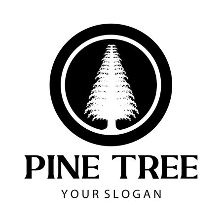 simple pine or fir tree logo,evergreen.for pine forest,adventurers,camping,nature,badges and business.vectorのイラスト素材