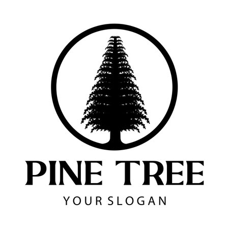 simple pine or fir tree logo,evergreen.for pine forest,adventurers,camping,nature,badges and business.vectorのイラスト素材