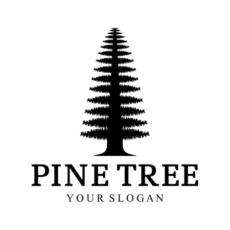 simple pine or fir tree logo,evergreen.for pine forest,adventurers,camping,nature,badges and business.vectorのイラスト素材