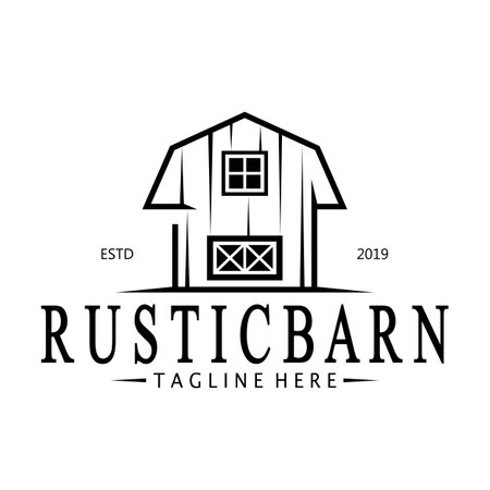 Vintage organic farmhouse or barn,warehouse, rustic barn and animal farmhouse logo design.のイラスト素材