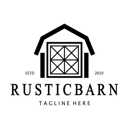 Vintage organic farmhouse or barn,warehouse, rustic barn and animal farmhouse logo design.のイラスト素材