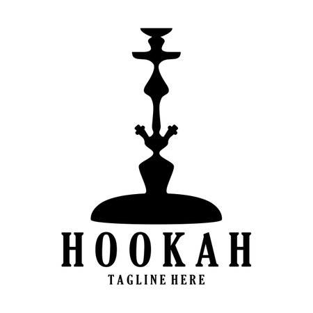 Vintage hookah, shisha or water pipe logo silhouette for club, bar,cafe,vape and shop.のイラスト素材