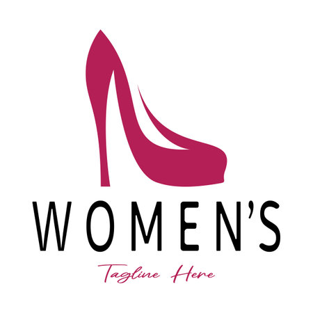 Logo for women's high heel shoes that is elegant and luxurious and feminine. Logo for business, women's shoe shop, fashion, shoe company, beauty.のイラスト素材